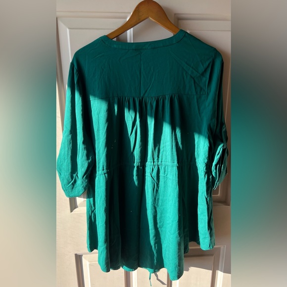Green Babydoll Stretch Challis Zip Front Torrid Tunic Casual Top 0 (L) #1861 - Picture 10 of 10